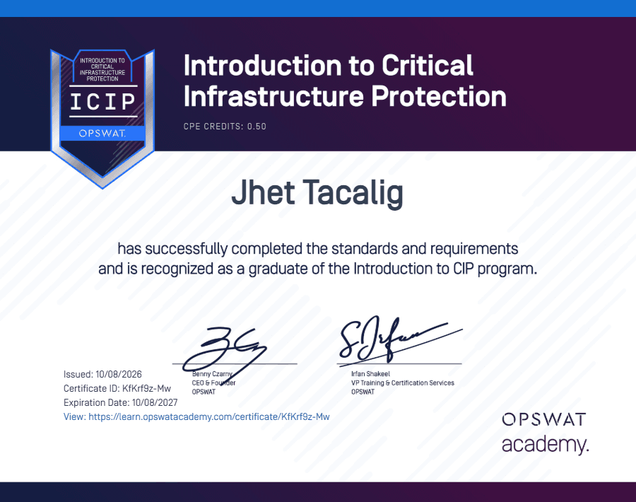 Introduction to Critical Infrastructure Protection (ICIP)